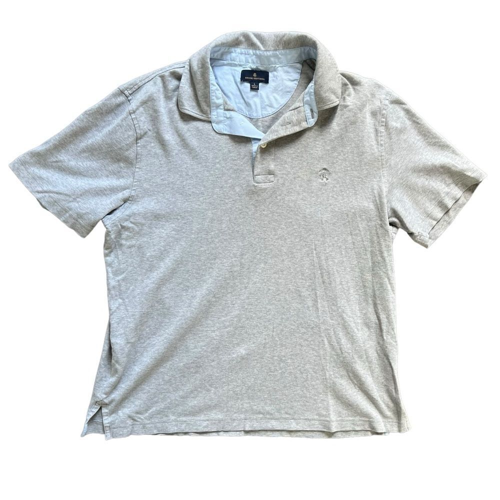 Brooks Brothers Light Gray Short Sleeve Cotton Polo Men's size Large